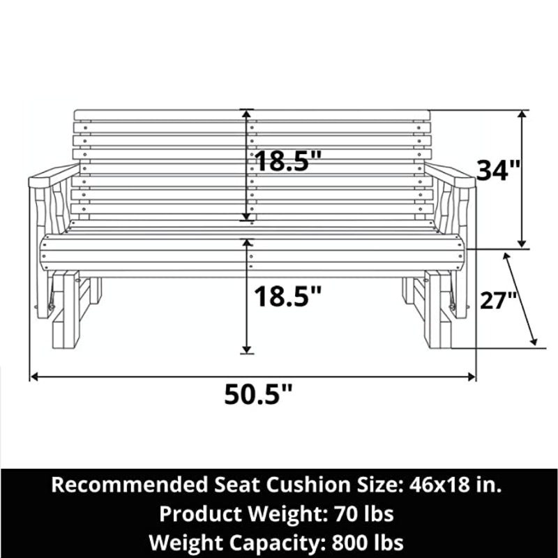 Banc de véranda robuste avec roulettes rétractables de 800 lb, 4 pi, Teinture cèdre