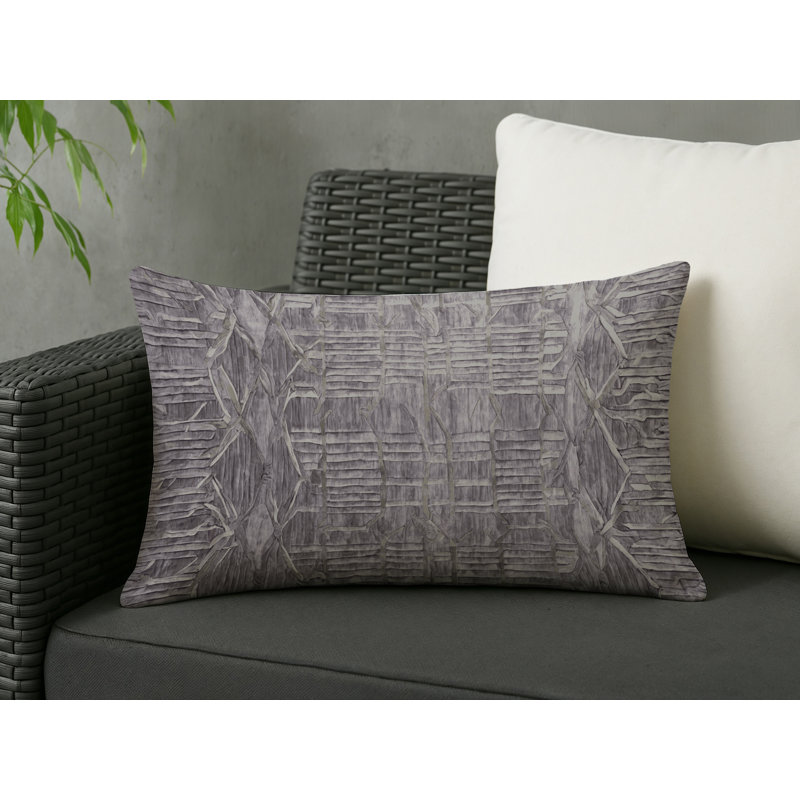 Coussin décoratif intérieur et extérieur Modern, Gris / gris anthracite / blanc géométrique, Rectangle H 20 po x l 14 po