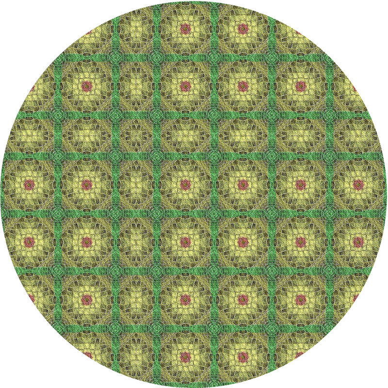 Tapis de zone verte à motif, Rond 4 pi