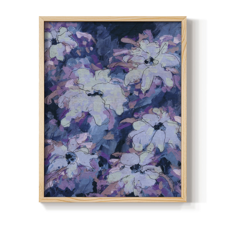 «Hidden Blooms II», reproduction encadrée - bois massif, H 30 po x l 24 po, Naturel