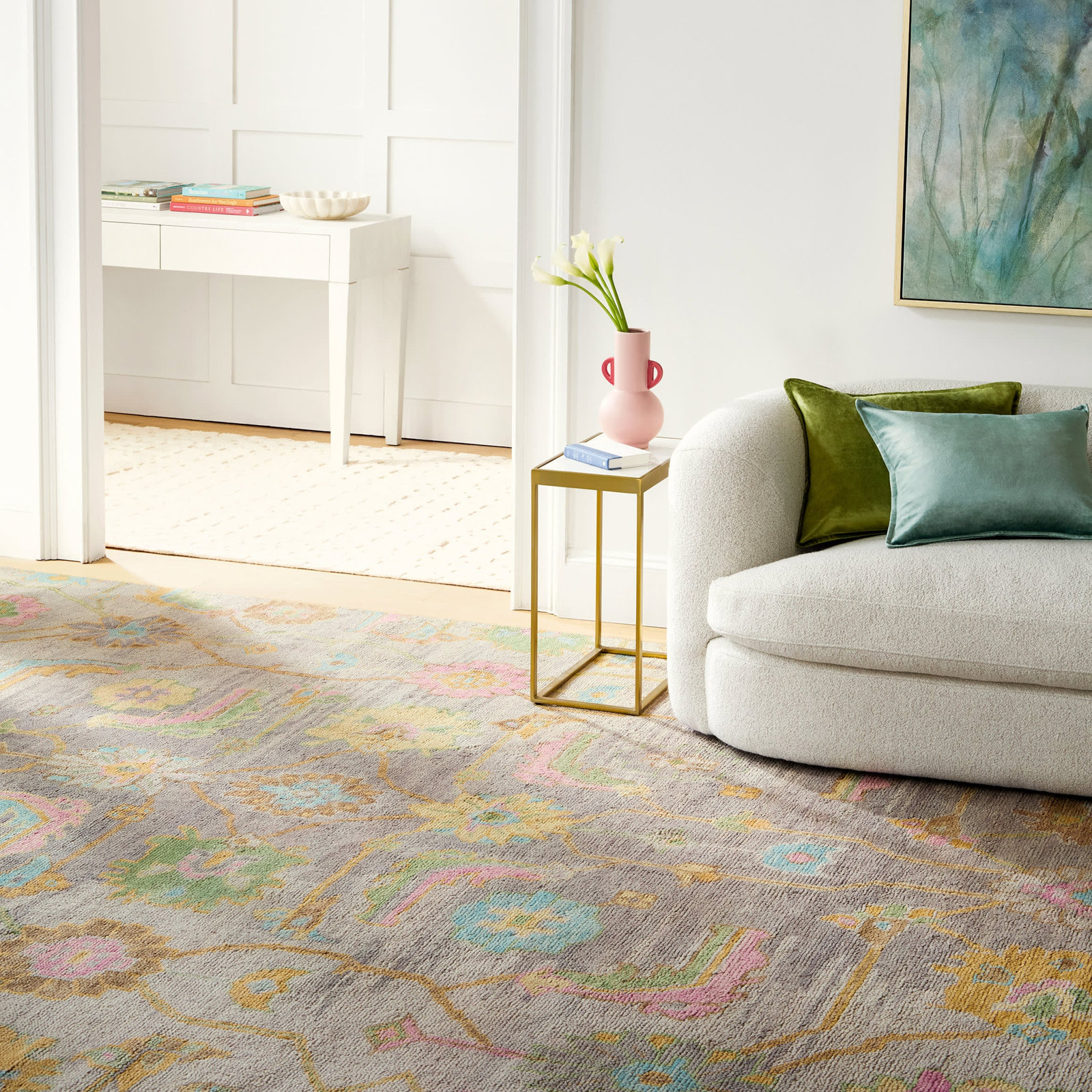 Iris Multi Hand Knotted Wool Rug, Rectangle 9'6" x 13'6"
