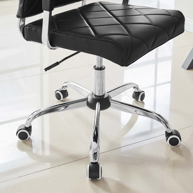 Modway Lattice Modern Faux Leather Mid Back Computer Desk Office Chair, Black