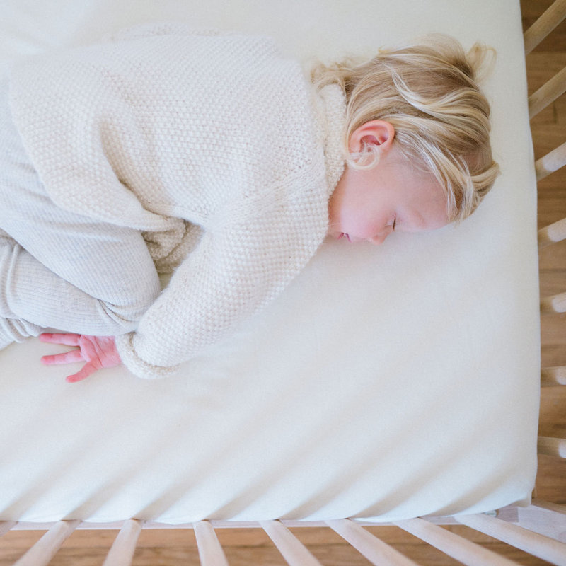 Waterproof Cotton Crib Sheet, Pearl