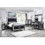 Lit très grand ACME Daymin Eastern en bleu marine foncé, miroir, noir et argent-71659081