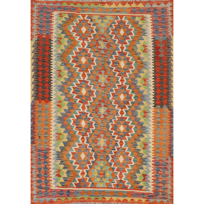 Tapis oriental en laine réversible kilim 5 x 6