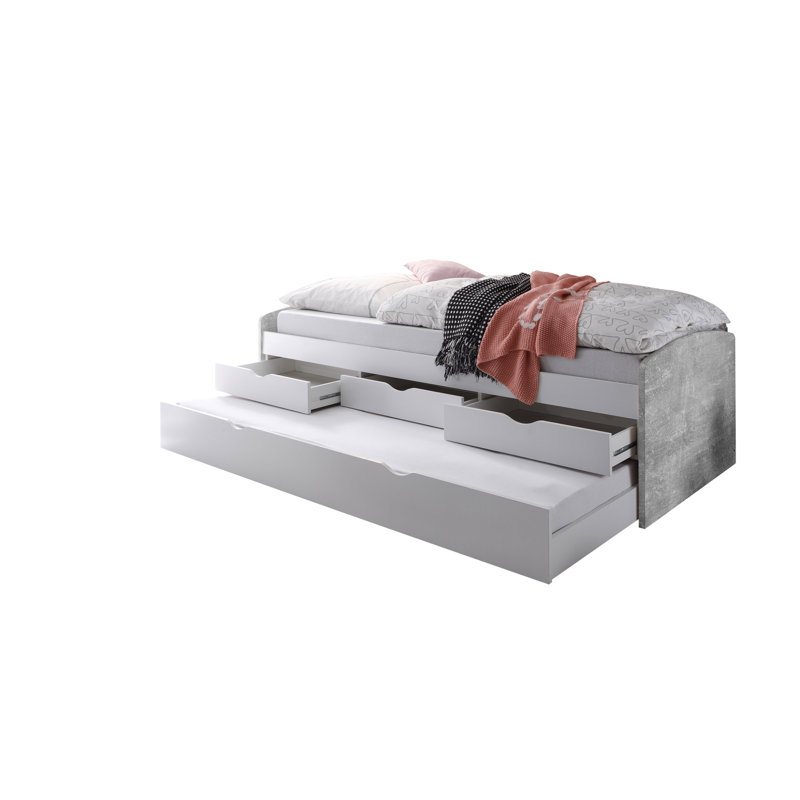 Gipson Cabin Bed with Storage Included with Trundle Included, Light Brown/White