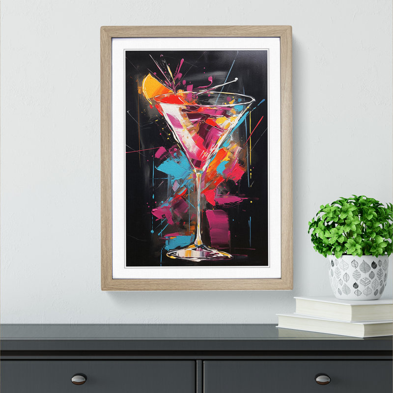 Cocktail Gestural - Framed Print, 64cm H x 46cm W x 2cm D, Oak Framed