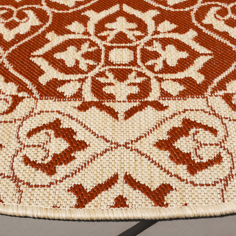 Lynn Performance Oriental Indoor/Outdoor Area Rug, Round 5'3"