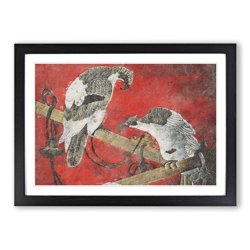 Two Eagles - Picture Frame Painting Print, Black Framed, 48cm H x 65cm W x 2cm D