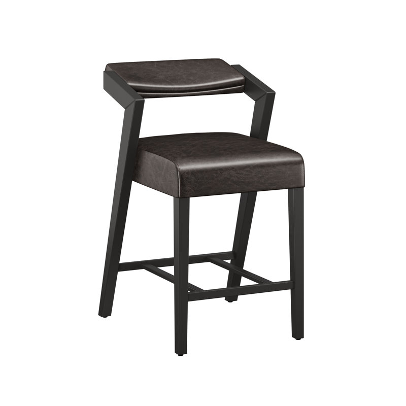 Tabouret de bar et de comptoir Kynlee, Noir délavé, Tabouret de comptoir (assise de 26 po de hauteur)