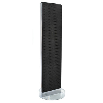 Two-Sided Pegboard Floor Display On a Revolving Round Studio Base: Spinner Rack Stand. Panel Size: 16"W x 60"H