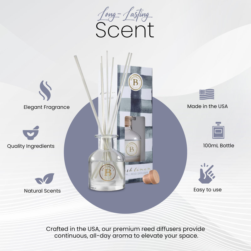 Brooklyn Fragrance Co. Aroma Reed Diffuser - Long Lasting Premium Fragrance - Fresh Linen Air Freshener For Home - Reed Diffuser For A Large Room - 100Ml