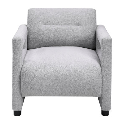 Luxury Plywood Chair In Gray, 3" Arm Width, 53Lb Weight, Modern Armchair Accent Gray Boucle, 18.5" Seat Height,
