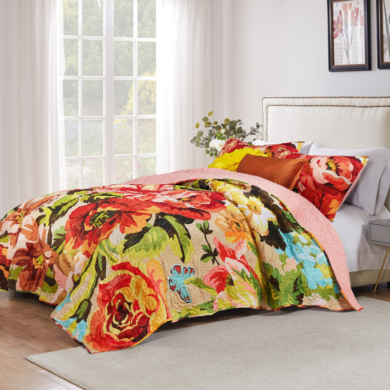 Greenland Home Fashions Senna Harvest 3-Piece Queen Size Quilt Set 90x90 + 20x26 (2), Queen Quilt + 2 Standard Shams