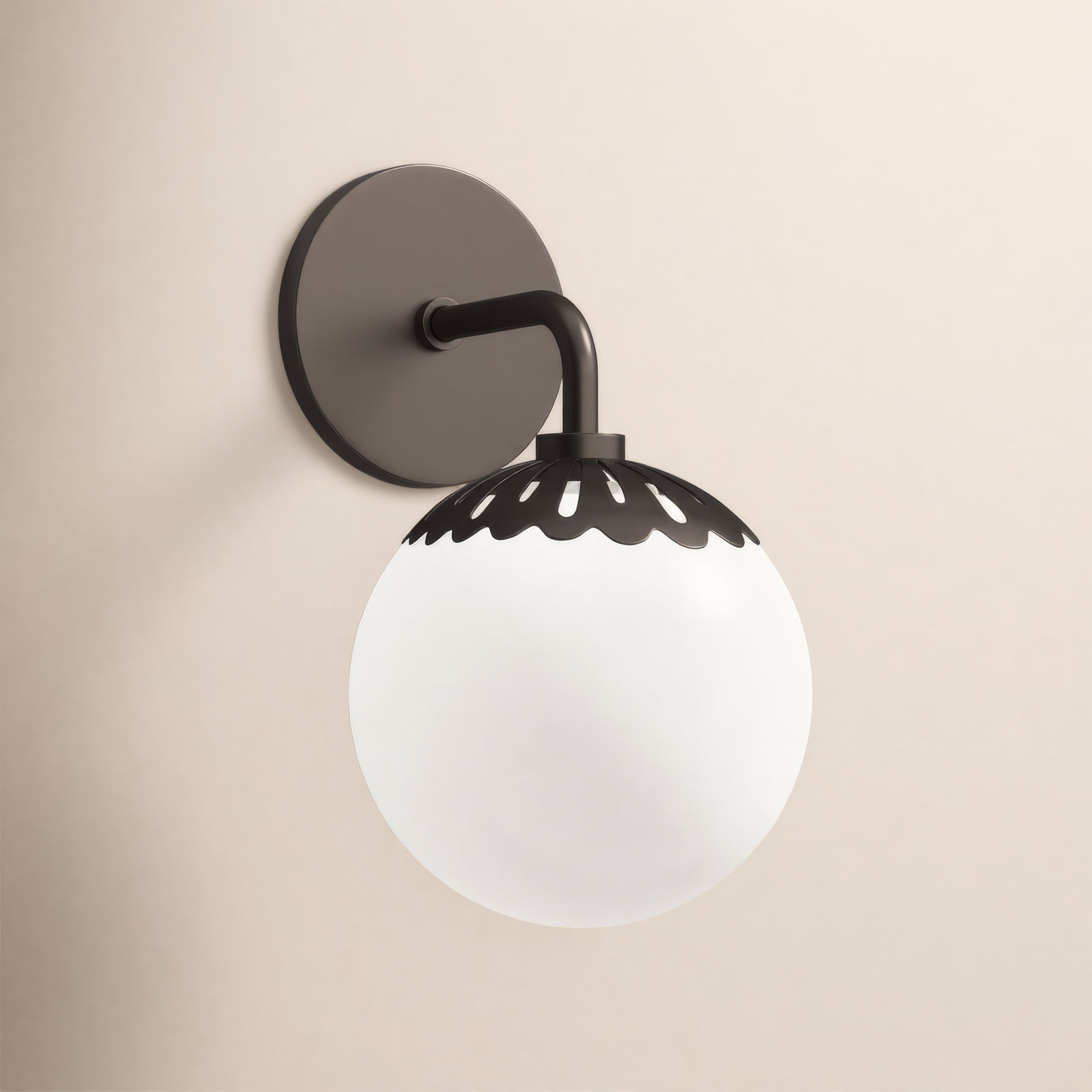 Deniaud Dimmable Bath Sconce, Old Bronze, Opal Glossy