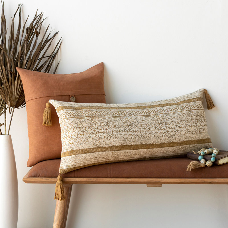 Housse et insert de coussin carré en coton Leigh, 18 po x 18 po, Brun, Polyester