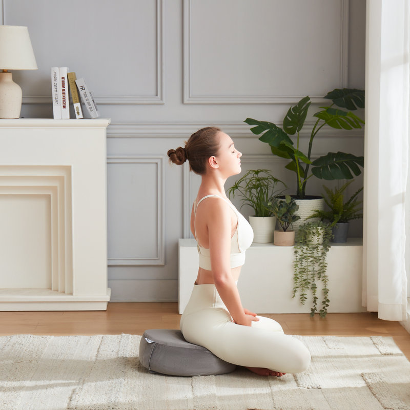 Coussin de méditation, coussin de yoga rond, Gris