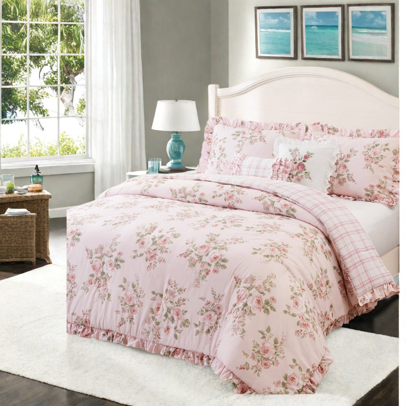 Ensembles de literie à motif floral, ensemble d'édredon simple / simple en microfibre de style champêtre
