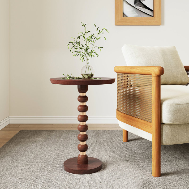 Table en bois de manguier faite à la main, miel et or - Mobilier de qualité artisanale, option table de bout