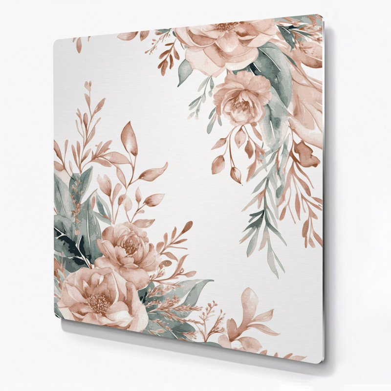 Aquarelle florale, art mural gris en métal 6