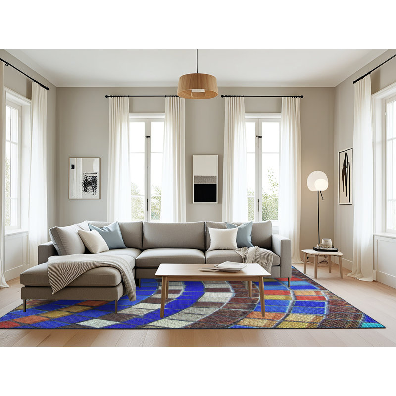 Tapis mauve/brun tissé à la machine, Rectangle 8 pi x 12 pi