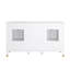 Meuble-lavabo autoportant en bois massif H 35 po x l 60 po Kalayla avec comptoir en quartz Carrera résistant aux taches et lavabo double-900981688