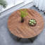 Table de salle à manger ronde moderne, bois aggloméré et pieds en métal