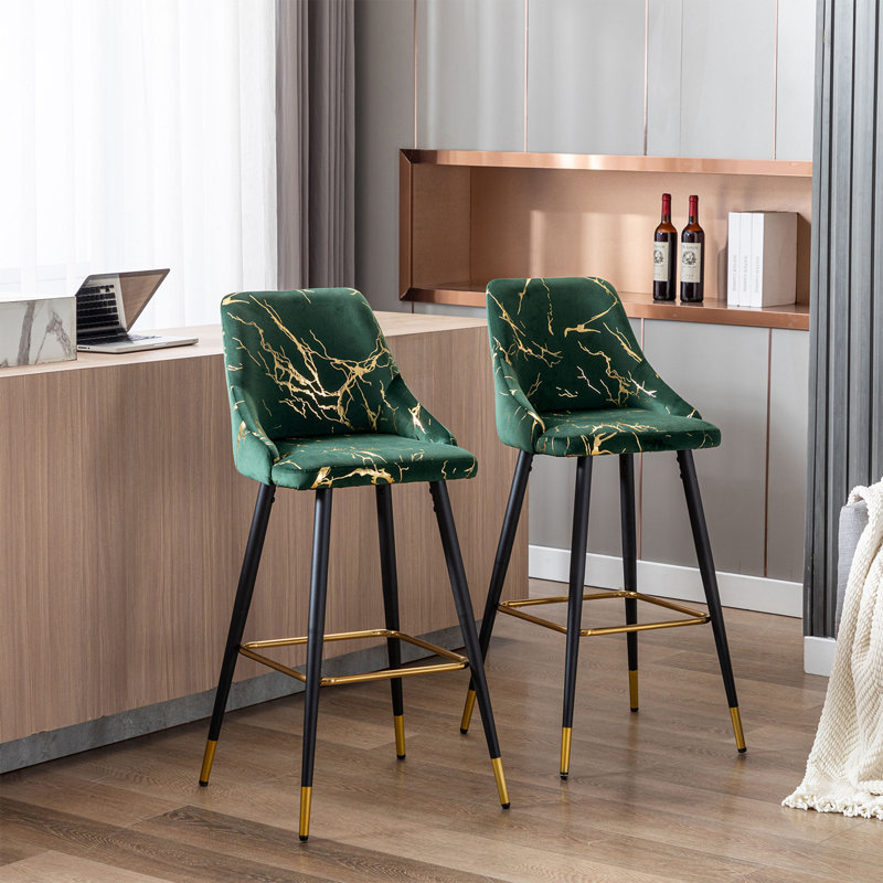 Schaub 30" Bar Stool, Dark Green