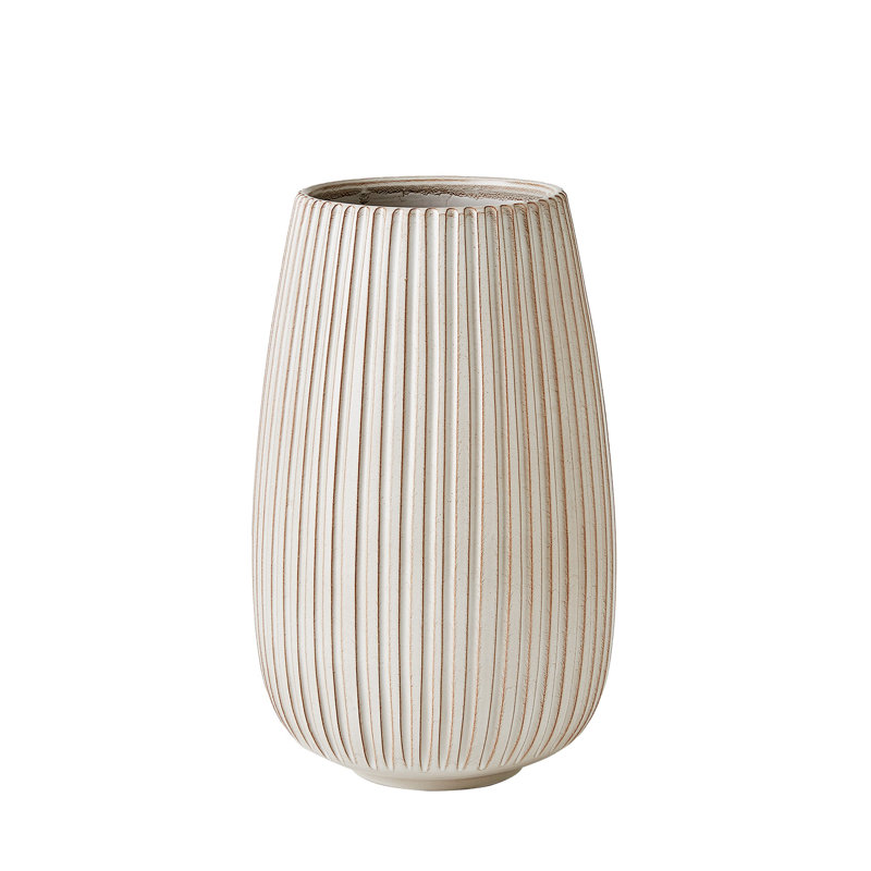 Vertical Ribbed Vase-Lg, 12" H x 7.5" W x 7.5" D