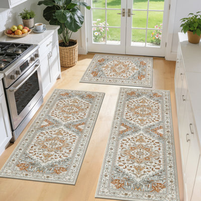 Tapis de cuisine rétro antidérapant (ensemble de 3)