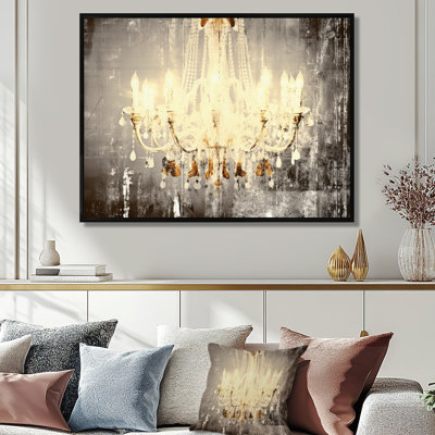 Lustre doré brillant à travers les ténèbres II - décoration murale lustre Glam