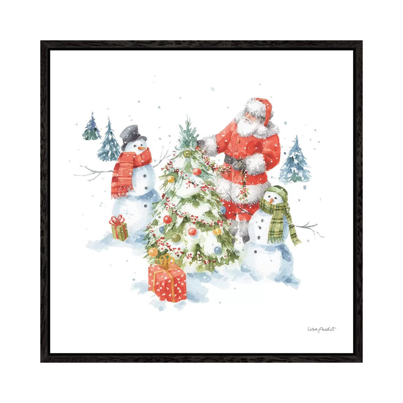 Welcoming Santa VIII by Lisa Audit - Painting on Canvas, 66.04cm H x 66.04cm W x 3.81cm D, Black Framed