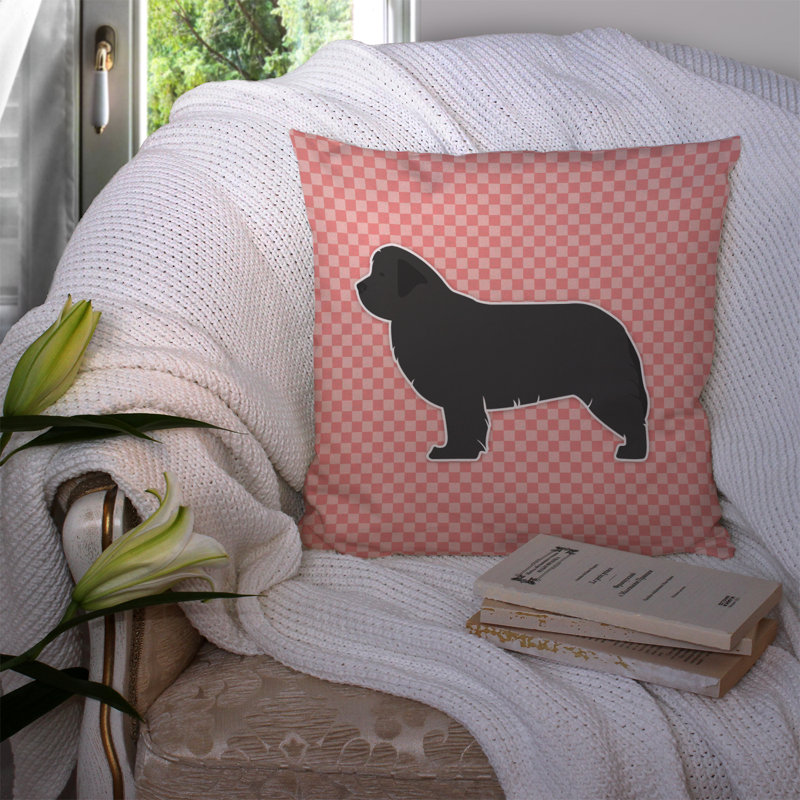 Coussin décoratif intérieur/extérieur terre-neuve, H 14 po x l 14 po x P 3 po, Rose