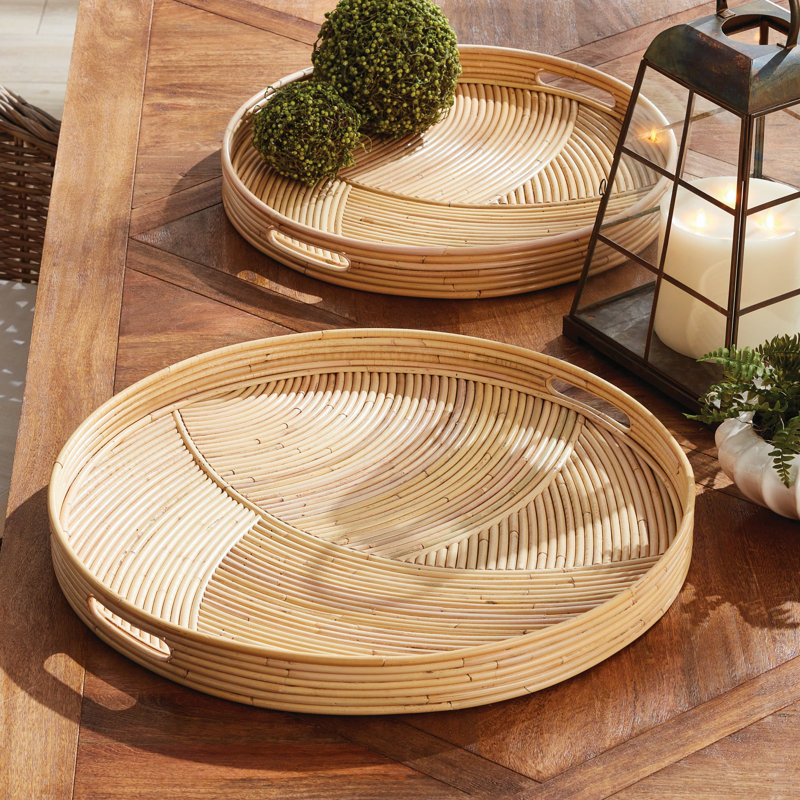 Venova Cane Trays, 23.5"Wx23.5"Dx2.25"H, 19.75"W x19.75"Dx2.25"H , Round