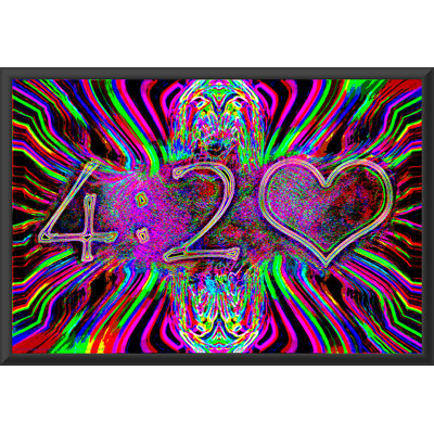 420 Neon - Non Flock Blacklight - 24 x 36 pouces - Affiche d'art encadrée en bois d'ingénierie avec verre plexi