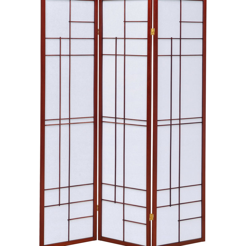 Paravent à 3 panneaux pour cloison de chambre en blanc brun rouge classique, construction, 68,87 pouces de hauteur avec une touche élégante de vraies couleurs, tissu et bois d'hévéa, un style chaleureux