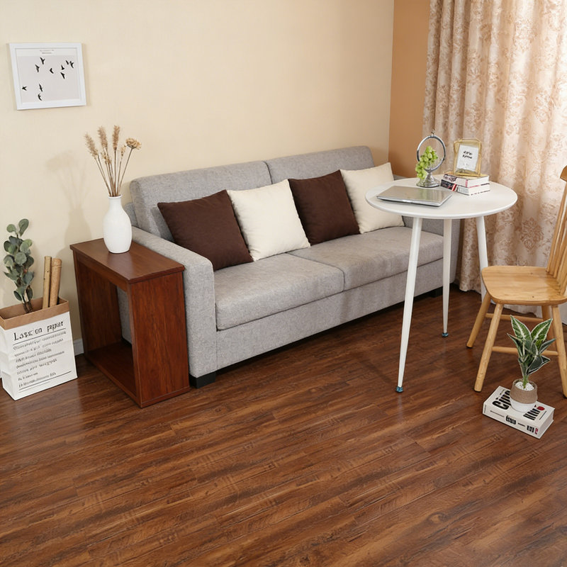Self-adhesive vinyl floor tiles. Easy peel-and-stick installation allows one person to complete DIY flooring projects. Wood-grain self-adhesive floor tiles, 36 inches × 6 inches, 54 tiles per package (covers 81 Sq.Ft). Ideal for indoor home renovations.