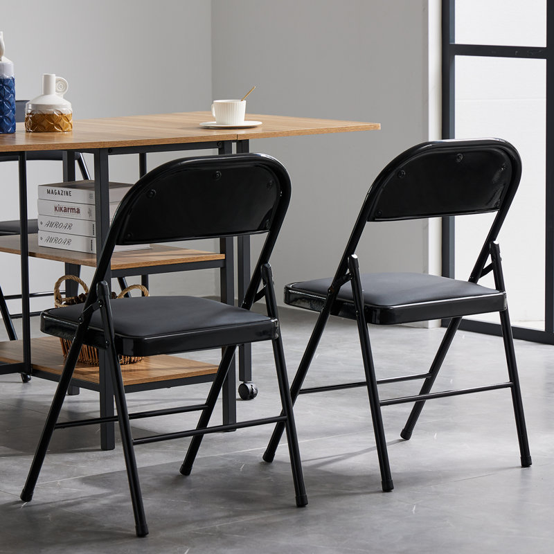 Ensemble de 4 chaises pliantes rembourrées noires, l 15,7 po x P 17,7 po x H 30,3 po, pour chaises d'invité pliables en acier
