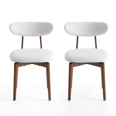 2-Piece Cotton-Linen Set With Curved-Back Wooden Dining Chairs