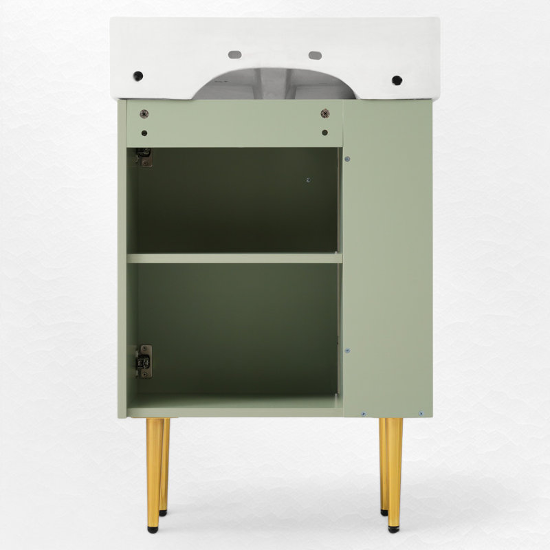 Ensemble de meuble-lavabo simple 21,6 po, Vert, Doré