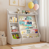 Kreena 37.17"H x 33.46"W 4 Tier Book Display Bookcase Bookshelf with Storage Organizer