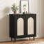 Rattan Buffet Cabinet with Storage, Single Door Accent Console Table for Entryway, Dining Room & Kitchen, Compact Sideboard with Adjustable Shelves, 35.2" Small Storage Cabinets(1PCS)