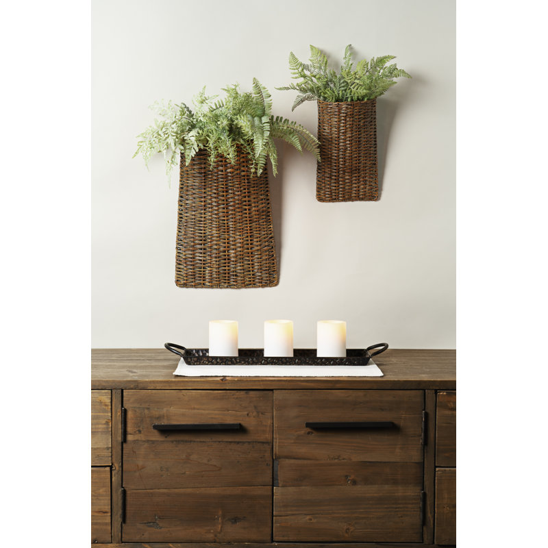 Malcom 2-Piece Rattan Wall Planter