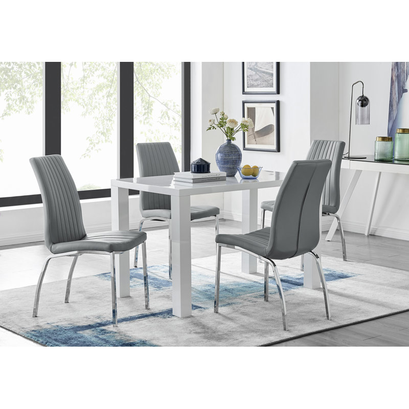 Chowchilla Dining Set with 4 Chairs, Elephant Grey