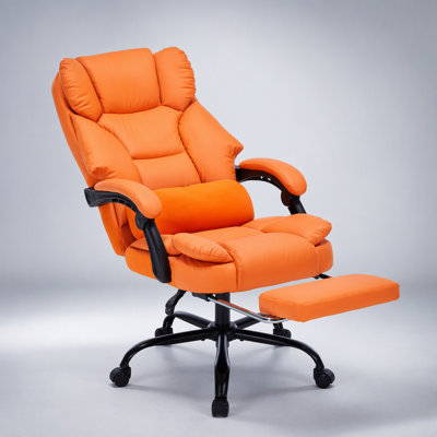 Fauteuil de bureau de direction réglable en cuir PU avec repose-pieds, fonction inclinable et soutien lombaire pour un confort optimal au bureau à domicile