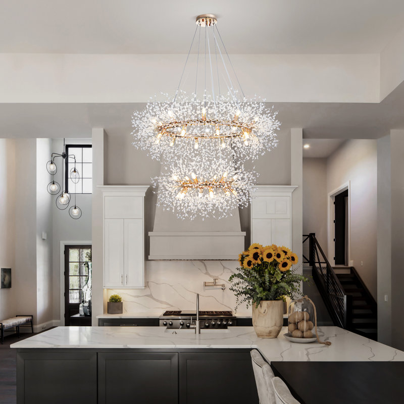 2 Tier Modern Crystal Firework Chandelier  Ceiling Lighting Fixture