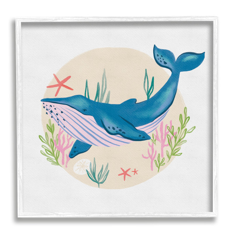 Joyeuse baleine itinérante aux algues, océan marin, Deborah Curiel, H 17 po x l 17 po, Plaque murale