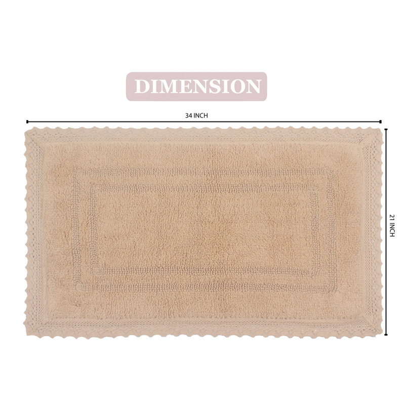 Opulent Absorbent Cotton Soft Bath Rug, 21" W x 34" L, Linen