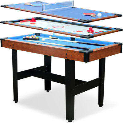 48 Inch 3-In-1 Multi Game Table Combo Set With Billiards, Air Hockey, And Table Tennis, Family Game Room Centre