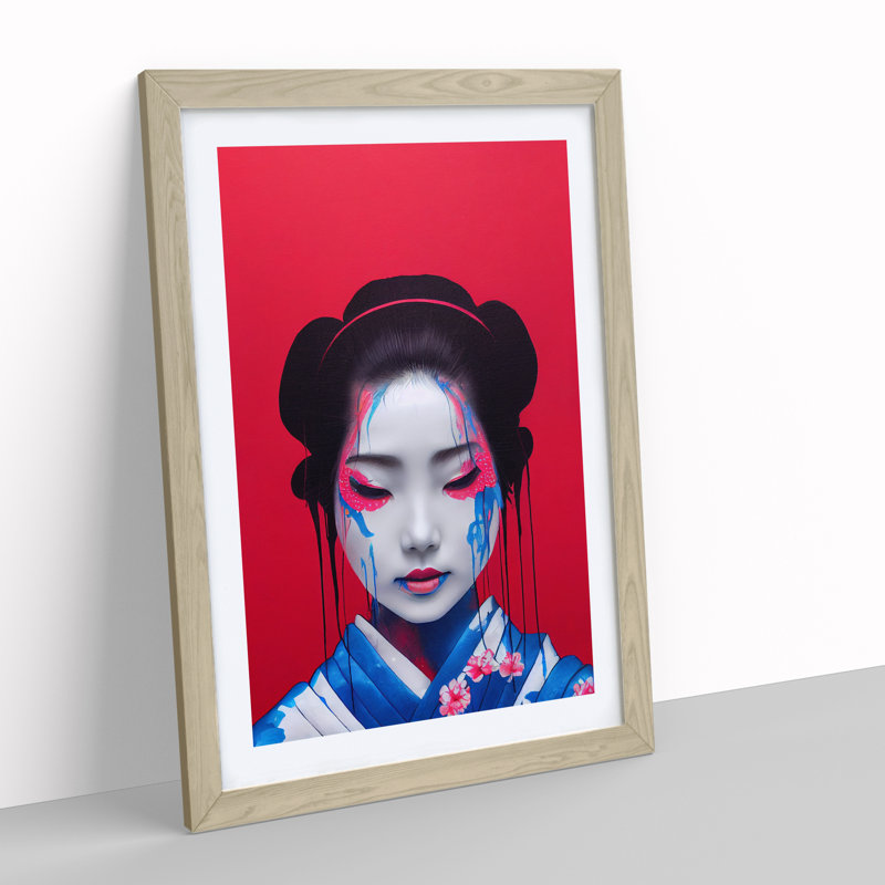 Geisha Splash No.2 1 Piece Single Picture Frame Painting, 34cm H x 25cm W x 2cm D, Oak